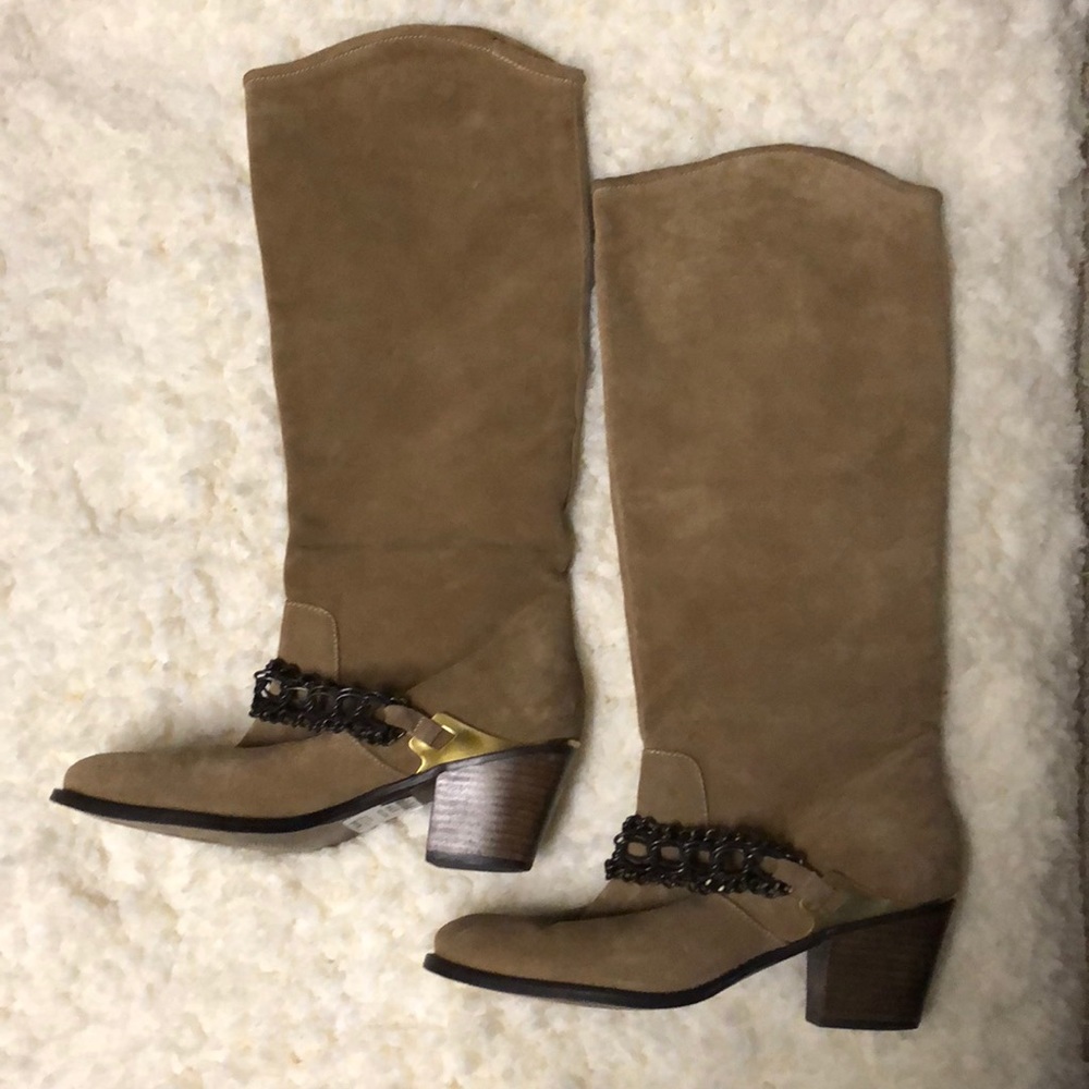 Worn once b. makowsky suede and leather tall boots